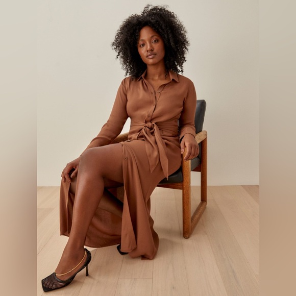 Reformation Robin Long Buttoned Down Dress Sz 4 (Cinnamon) - Picture 1 of 9